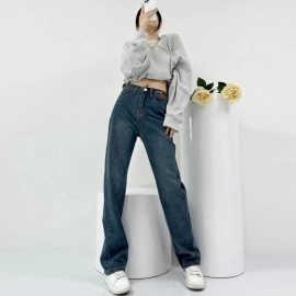 Straight Leg Jeans Women Female Clothing Women's Pants  Jeans Woman High Waist Vintage Clothes Denim Korean Fashion Blue