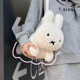 New Cute Rabbit Plush Shoulder Bag Cartoon Bunny Doll Handbag Fashion Crossbody Bag Casual And Versatile Messenger Bag For Girls