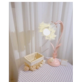 Korean Romantic Bedside Flower Table Lamp Nordic Atmosphere Children's and Girls' Bedroom Desk Light Bedside  Decorative Lamp